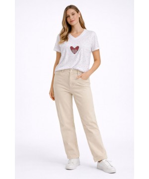 Kalpli Taş Detaylı Tişört