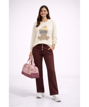 Renkli Düğme Detaylı Kot Pantolon