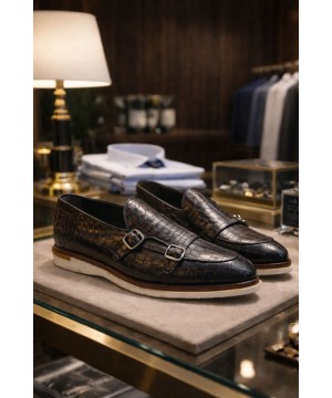 Çift Tokalı Erkek Deri Ayakkabı